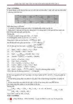 Đề thi vào Lớp 10 THPT chuyên Hóa học tỉnh Hải Dương năm 2017 (Có lời giải chi tiết)
